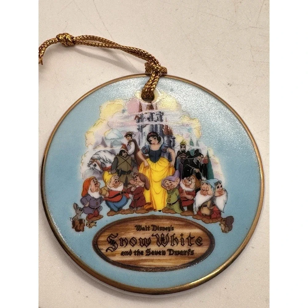 Disneyland 1987 Snow White Seven Dwarfs Ceramic Christmas Ornament